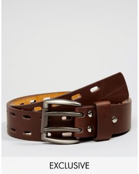 Reclaimed Vintage Leather Belt With Double Prong