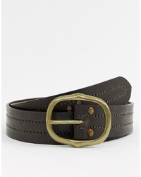 New Look Leather Belt With Oval In Brown