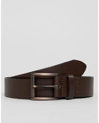 ASOS DESIGN Leather Wide Belt In Brown With Burnished Roller