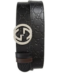 Gucci Logo Buckle Interlocking Leather Belt