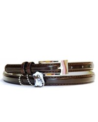 Overstock Brown Patent Leather Skinny Belt
