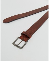 Asos Plus Wide Leather Belt With Vintage Finish
