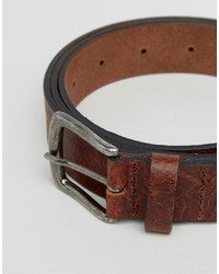 Asos Plus Wide Leather Belt With Vintage Finish