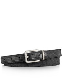 Calvin Klein Reversible Logo Jacquard Leather Two Tone Skinny Belt