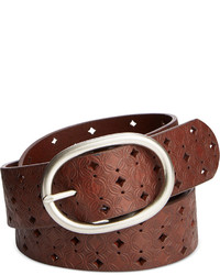 Fossil Signature Perforated Leather Belt