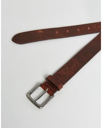 Asos Slim Leather Belt With Vintage Finish
