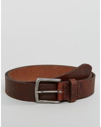 Asos Slim Leather Belt With Vintage Finish