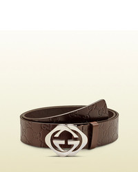 Gucci Ssima Leather Belt With Square G Buckle