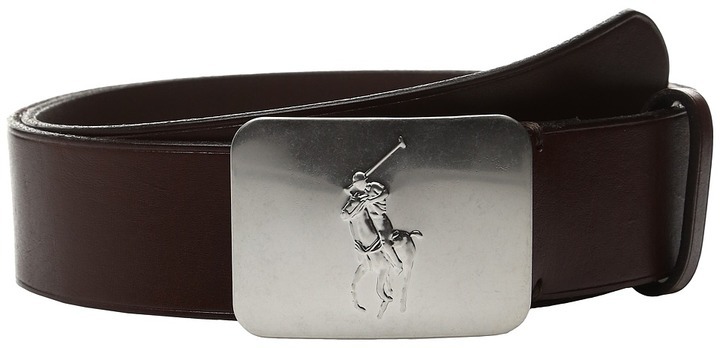 pony plaque leather belt
