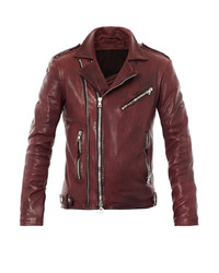 Balmain Distressed Leather Biker Jacket