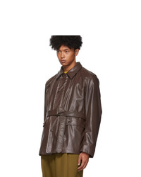 Dries Van Noten Brown Faux Leather Jacket