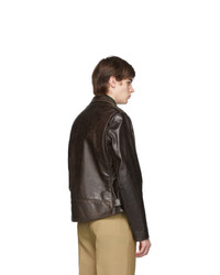 Schott Brown Leather Fitted Motorcycle Jacket