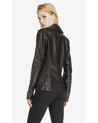 Express Dark Brown Leather Long Moto Jacket
