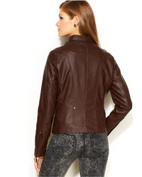 Joujou Jou Jou Faux Leather Band Collar Moto Jacket
