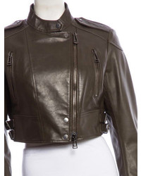 Belstaff Leather Cropped Moto Jacket