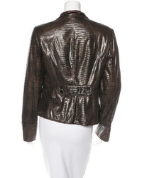 Armani Collezioni Metallic Faux Leather Jacket
