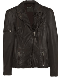 Muu Baa Muubaa Lyra Leather And Cotton Jersey Biker Jacket