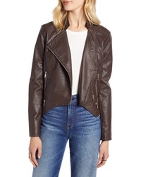 Halogen Peplum Faux Leather Moto Jacket