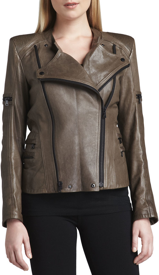 Vince Jo Peters Leather Moto Zipper Jacket, $1,115 | Neiman Marcus ...