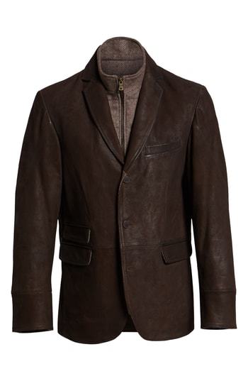 FLYNT Distressed Leather Hybrid Coat, $695 | Nordstrom | Lookastic