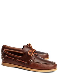 Men's Dark Brown Leather Boat Shoes 