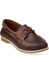 Clarks Jetto Boat Brown Leather Lace Up Shoes