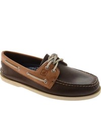 Sperry Top-Sider Ao 2 Eye Burnished Dark Browntan Burnished Leather Sailing Shoes