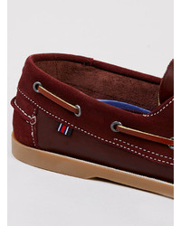 Topman Canister Mix Burgundy Boat Shoes