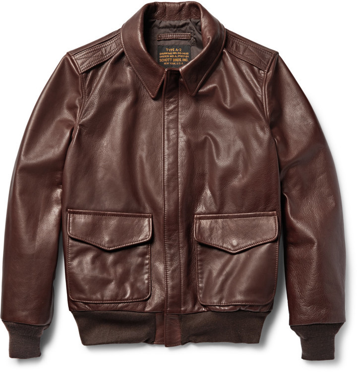 Schott A 2 Full Grain Leather Bomber Jacket, $1,099 | MR PORTER | Lookastic