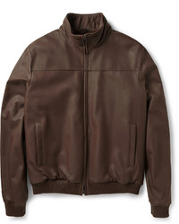 Loro Piana Beaver Lined Leather Bomber Jacket