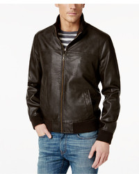Tommy Hilfiger Big Tall Faux Leather Stand Collar Bomber Jacket