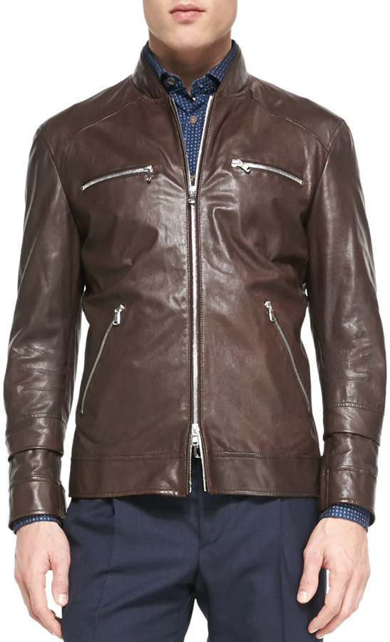 Brunello Cucinelli Leather Pilot Jacket Dark Brown | Where to buy & how ...