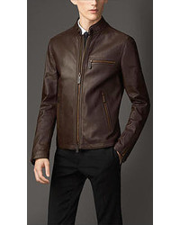 burberry brown leather jacket