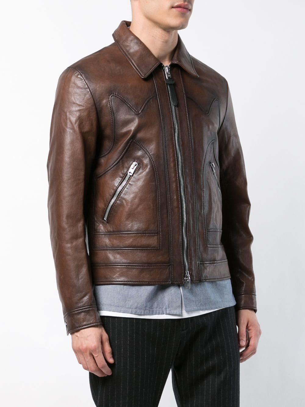 Jakett Harley Floral Burnished Leather Jacket - Sublime Telluride