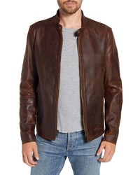 Schott NYC Cafe Racer Lightweight Oiled Cowhide Leather Jacket