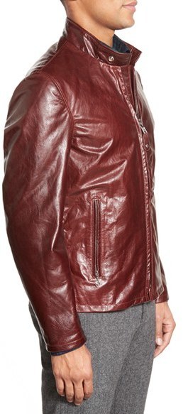 Cowhide casual clearance racer leather jacket