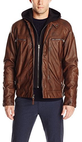 Calvin Klein Faux Leather Moto Jacket With Hoodie, $75 | Amazon.com ...