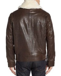 Andrew Marc Carmine 2 Faux Fur Trimmed Leather Jacket