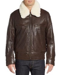 Andrew Marc Carmine 2 Faux Fur Trimmed Leather Jacket