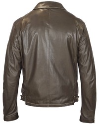 Forzieri Dark Brown Genuine Leather Motorcycle Jacket
