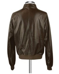 Forzieri Dark Brown Italian Genuine Leather Bomber Jacket