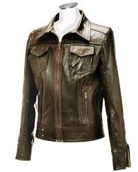 Forzieri Dark Brown Italian Leather Motorcycle Jacket