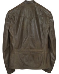 Forzieri Dark Brown Leather Motorcycle Jacket
