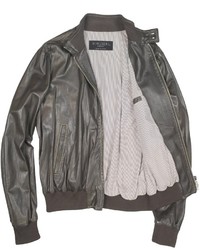 Forzieri Dark Brown Soft Leather Bomber Jacket