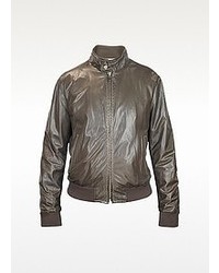 Forzieri Dark Brown Soft Leather Bomber Jacket