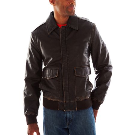 Dockers Faux Leather Bomber Jacket, $54 | jcpenney | Lookastic