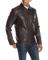 Dockers Faux Leather Lay Down Collar Zip Front Jacket