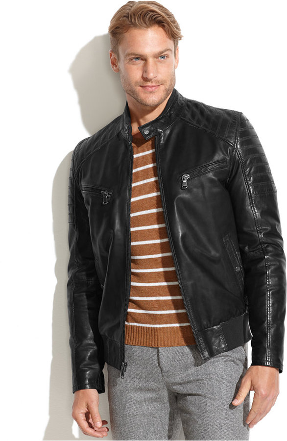 Ungaro Emanuel Emanuel Quilted Leather Moto Jacket, $650 | Macy's ...