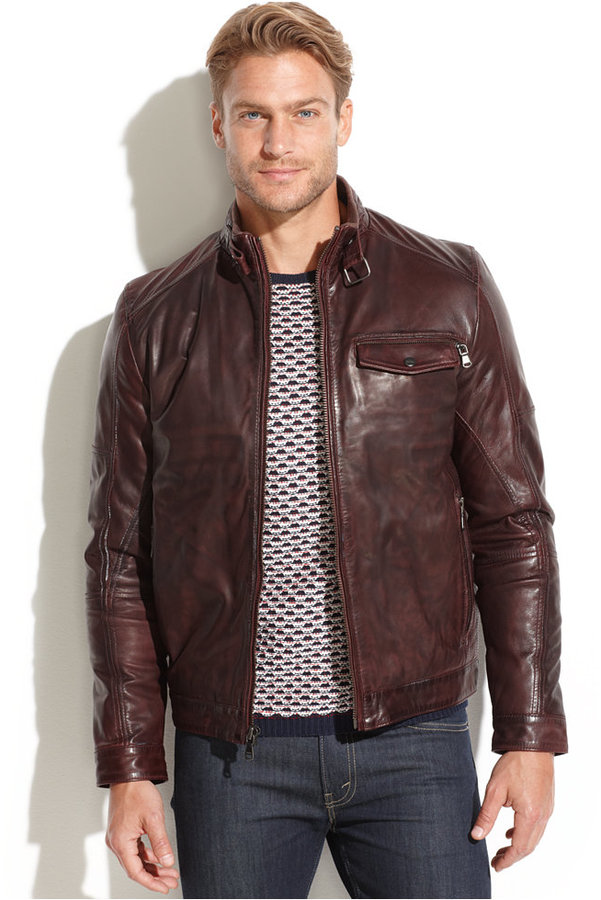 Emanuel Ungaro Leather Wind Resistant Moto Jacket, $399 | Macy's ...