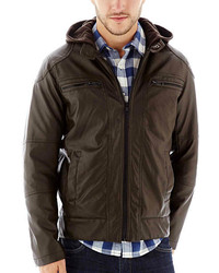 jcpenney Excelled Leather Excelled Faux Leather Moto Jacket With Hood